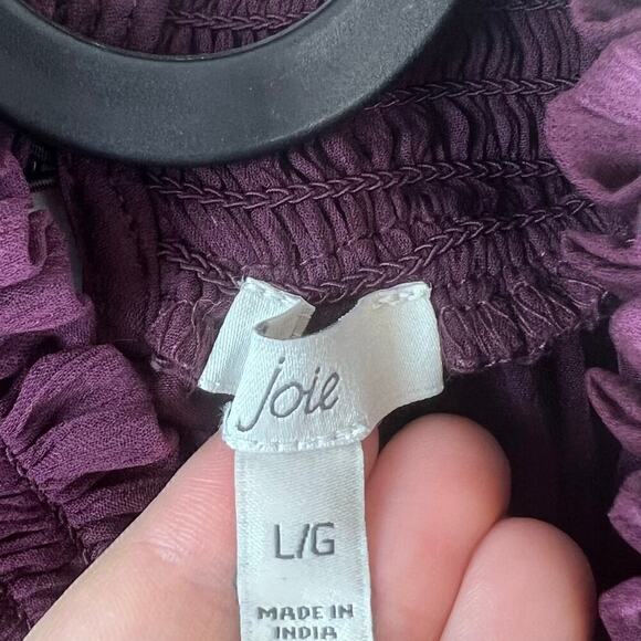 Joie Sheer Long Sleeve Smocked Mockneck Blouse Size Large Whimsigoth Witchy Goth - Picture 8 of 8